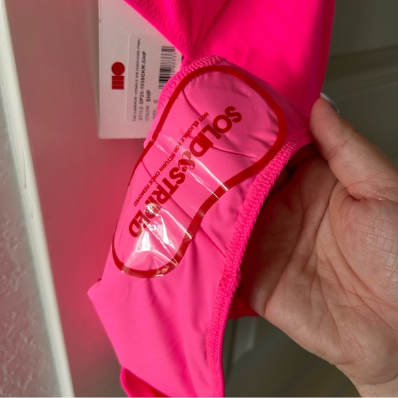 NWT Revolve Solid Striped Cameron Cutout One Piece Swimsuit Neon Pink - Picture 4 of 4